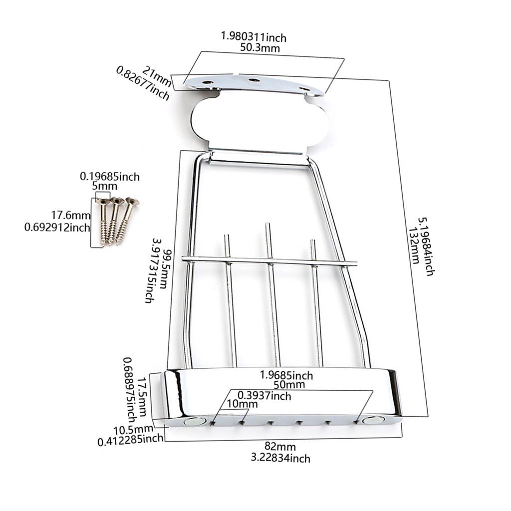 Metal Hollow Guitar Bridge Tailpiece 6 String Bass Guitar Trapeze Tailpiece Replacement Electric Guitar Accessories