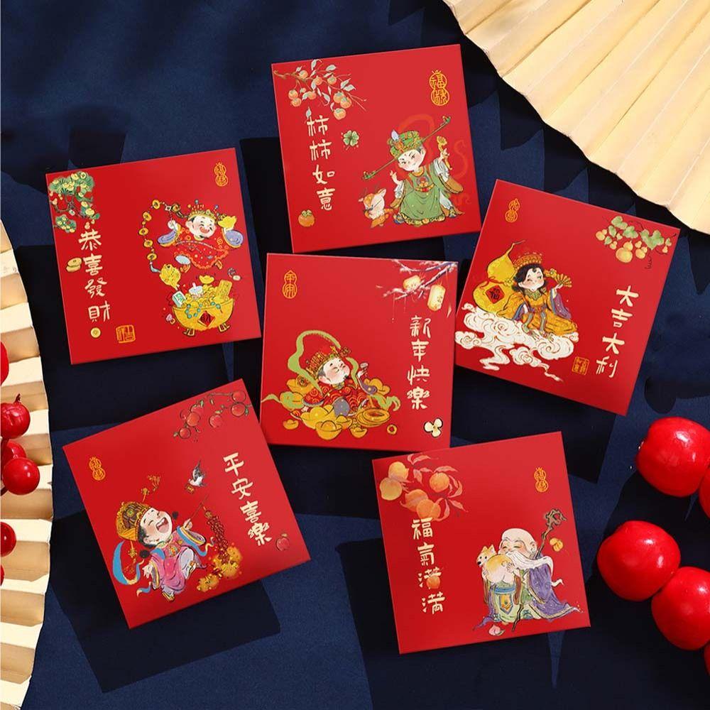6pcs Cartoon 2026 New Year Red Envelope Cute Horse Traditional Chinese Lucky Money Packet Year of Horse Blessings Lucky Pockets