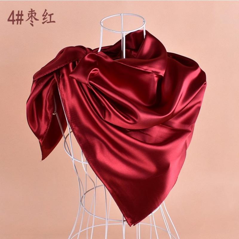 Selected solid color imitation silk generous silk scarf, women's silk scarf 90 * 90 color diced versatile scarf