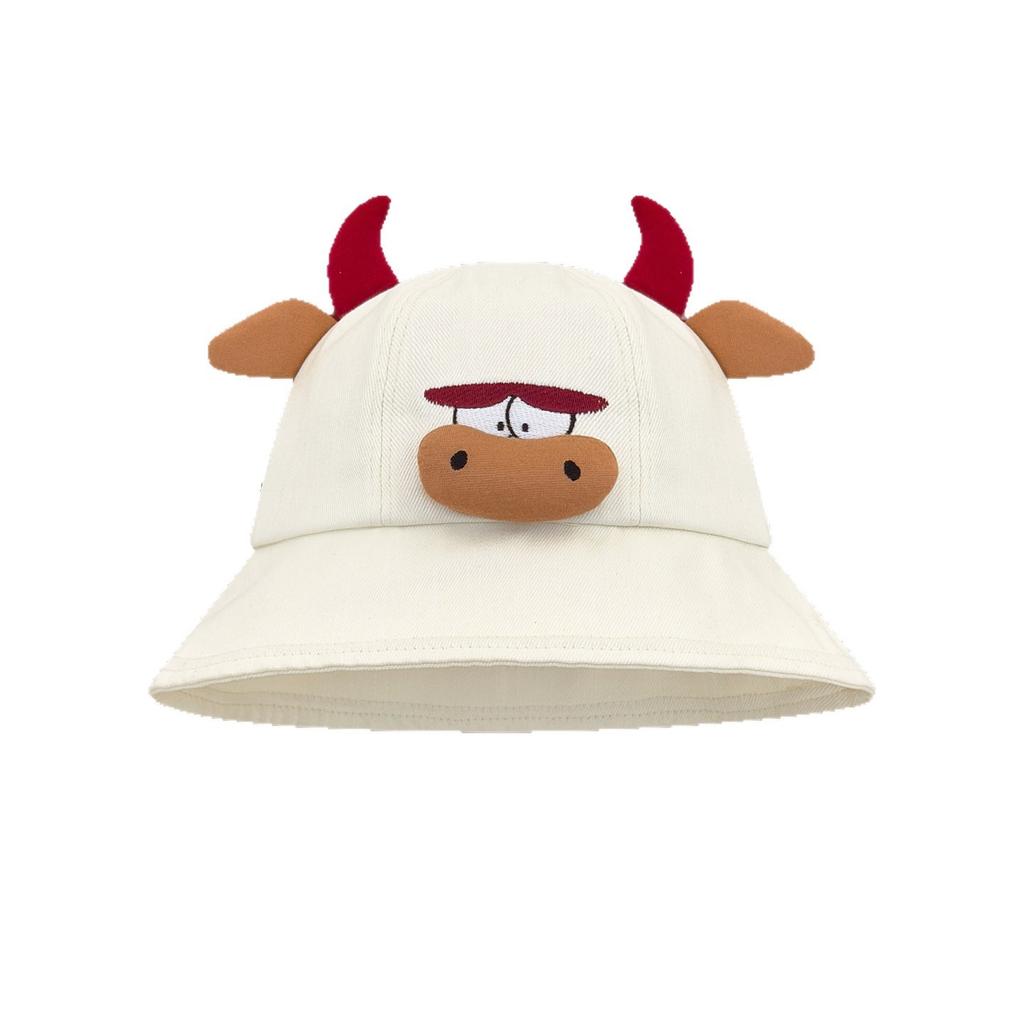 Cute cartoon calf bucket hat student funny versatile basin hat sunshade sunscreen couple travel movie tide