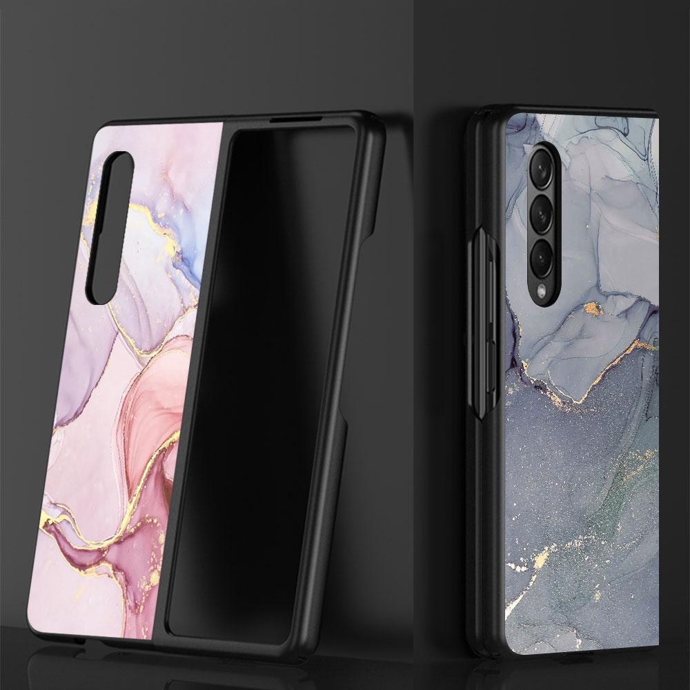 for Samsung Galaxy ZFold4 Z Fold4 Z Fold5 5G Z Fold3 Hard PC Shockproof Cases Cover Granite Marble Back