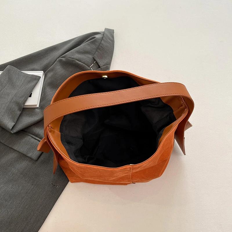 Unique Lazy Style Shoulder Bag  Large Capacity Bag with Deer Skin  Matte  Versatile  Crossbody Bag