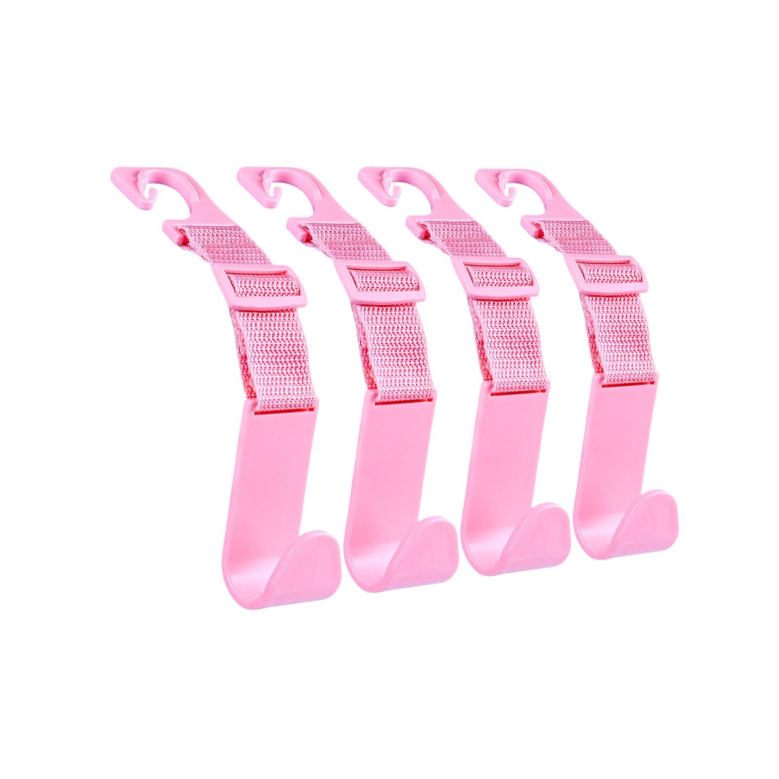 

4x Car Seat Headrest Hooks Accessories Simple Installation Storage Hangers for Bags Coats Grocery Bag Handbag Umbrella розовый