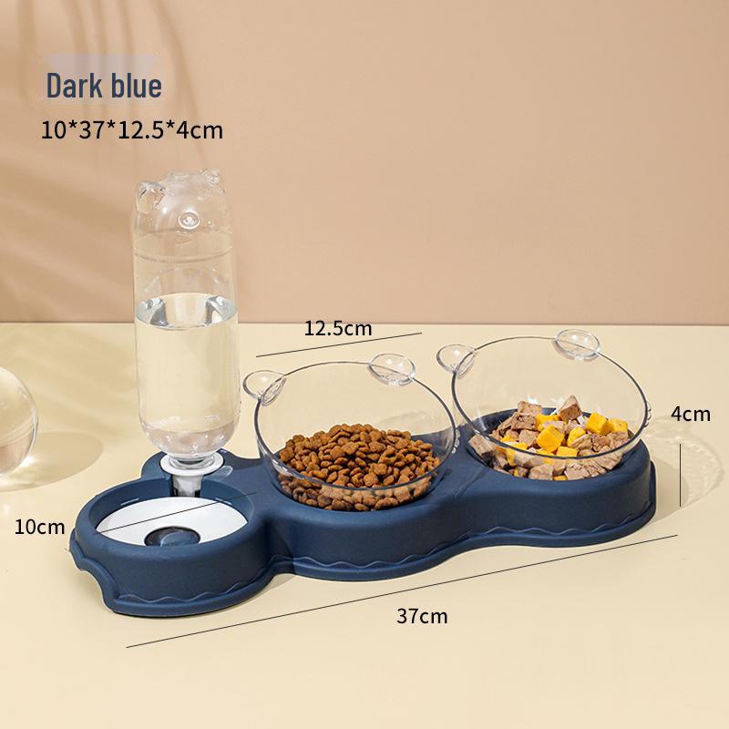 Dreifach-Napfset für Katzen und Hunde: Auslaufsicherer Doppelnapf mit automatischer Wasserzufuhr