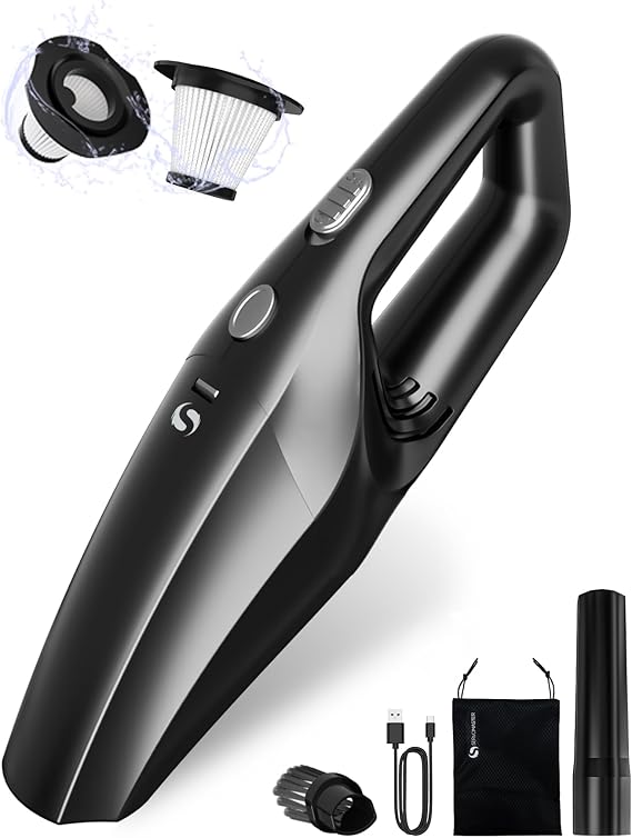 Handheld Vacuum Cordless, Car Vacuums with Rechargeable Battery, Portable Hand Held Vacuum Cordless with Washable HEPA Filter, M