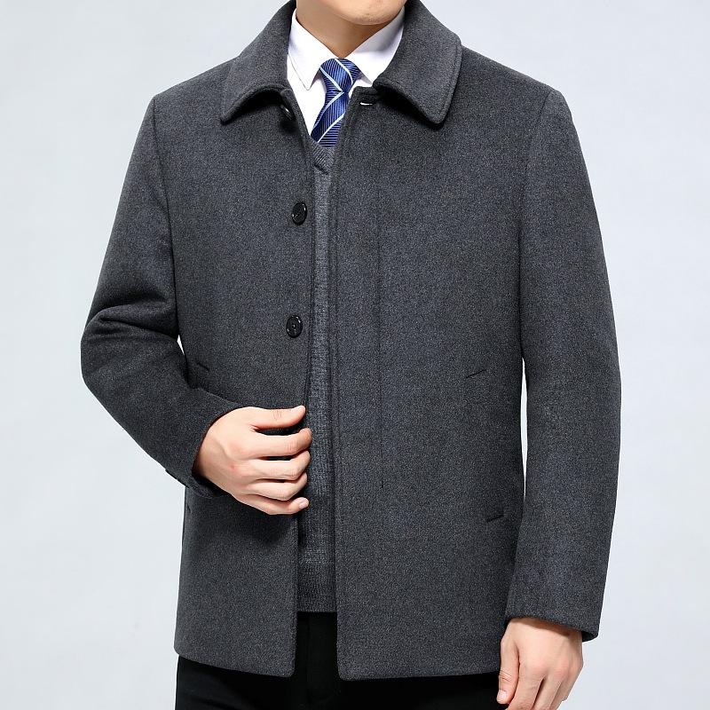 Woolen Coat, Down Lining, Thickened Winter Coat, Middle-aged and Elderly Coat, New Business Men's Wear