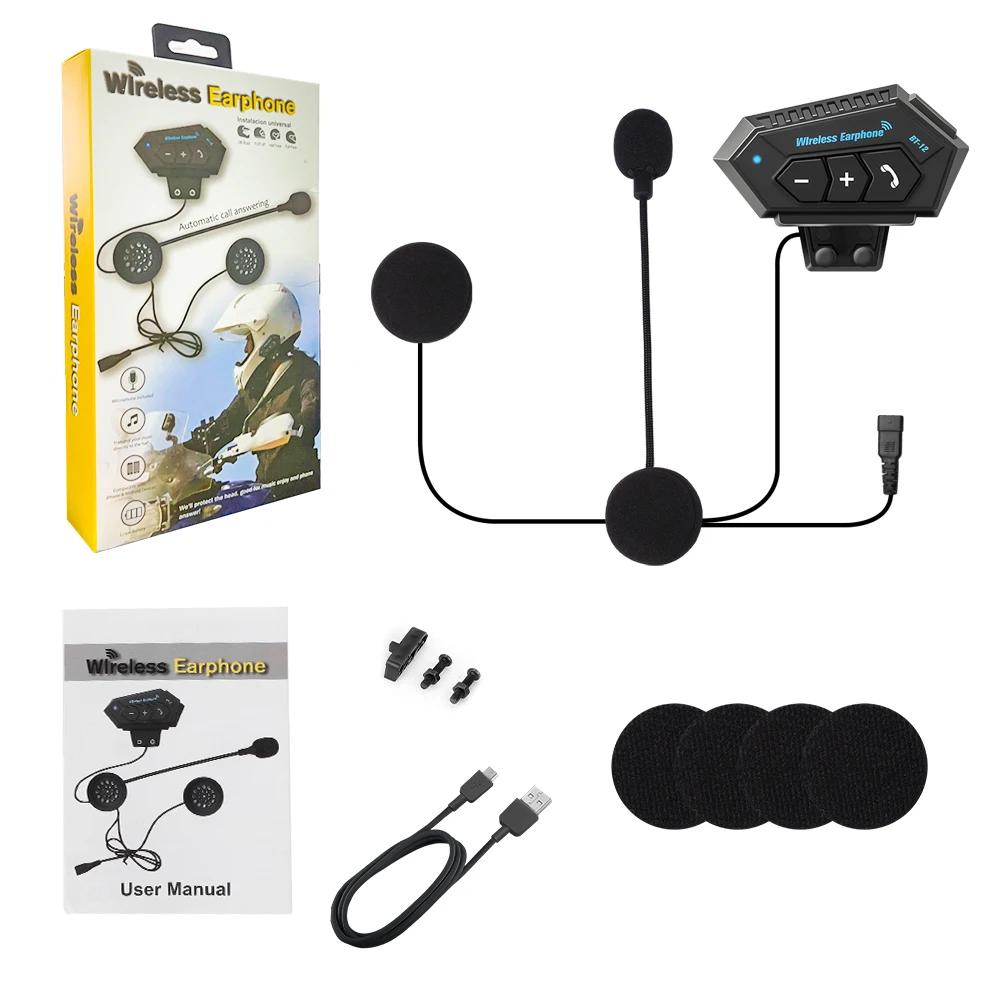 Kit auricolare Bluetooth 5.0 per casco, chiamata vivavoce wireless, auricolare impermeabile per moto, lettore musicale MP3 per tutti i caschi