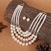 1set Exaggerated Multi-layer Round Beaded Imitation Zircon Necklace and Earrings Zircon Sets Statement Handmade Choker Necklace