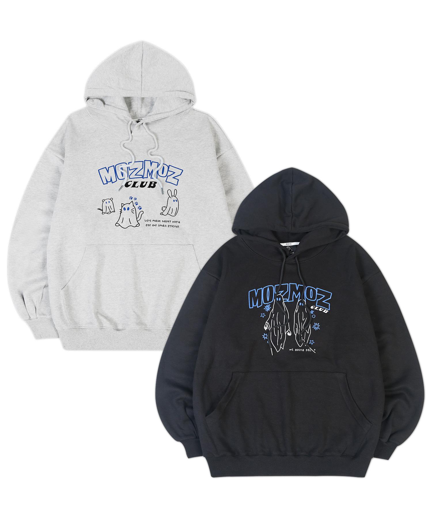Moz Moz [Набор] Серия Оверсайз Худи Призрак 01. (Hoodie) Small Friends_White Melange / 1 (M-L)