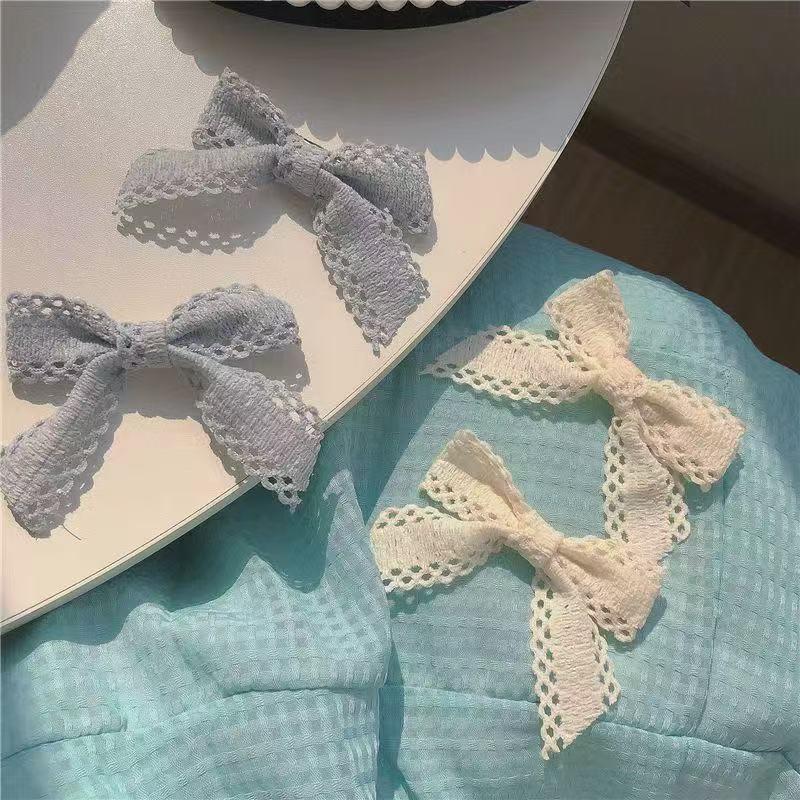 Gentle White Lace Bow Duckbill Clip for Bangs & Ponytails