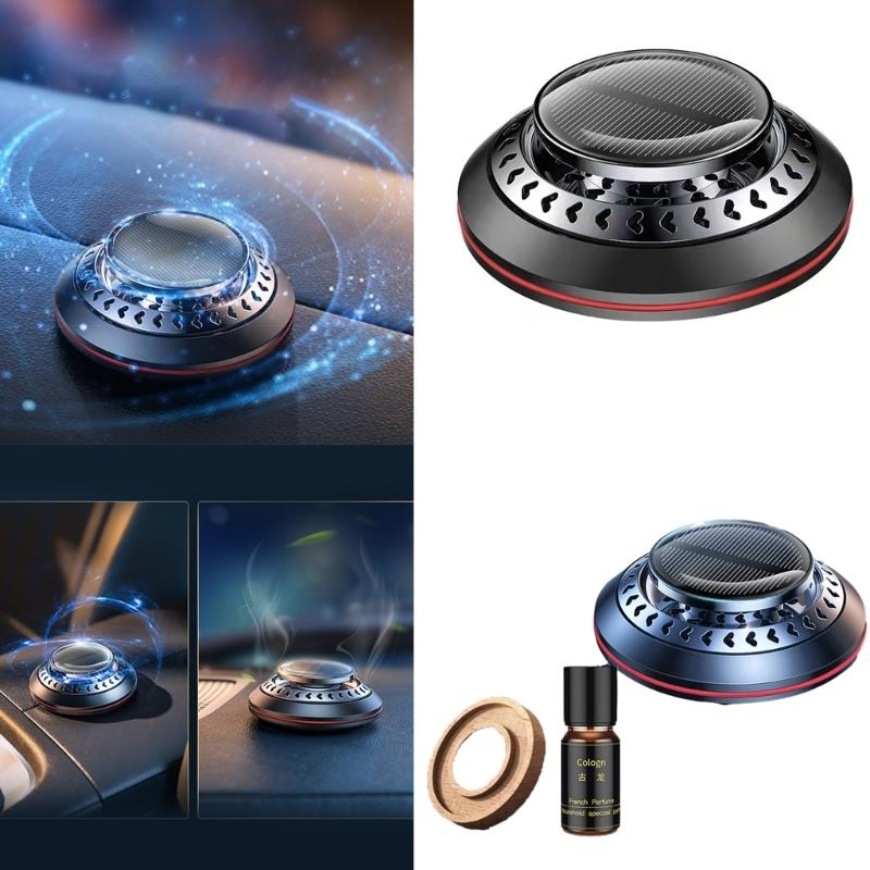Car Air Freshener,Rotating Solar Aromatherapys Essential Oil Diffuser Scent Car Decoration Interior Accessories