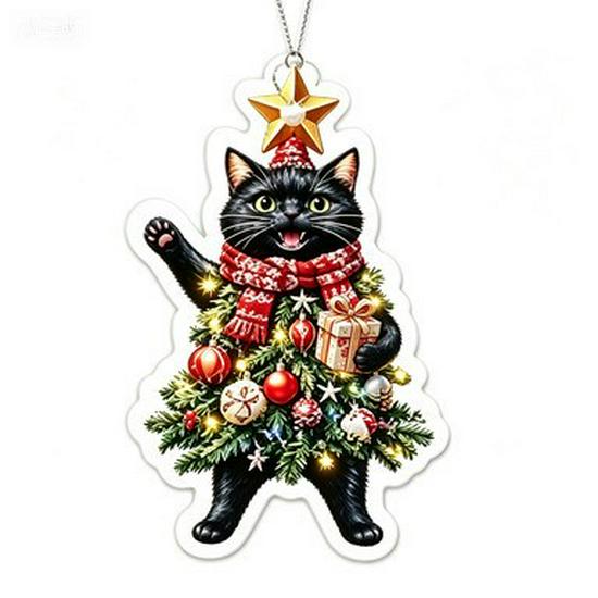 Acrylic Cat & Sloth Flat Christmas Tree Ornament Decorations
