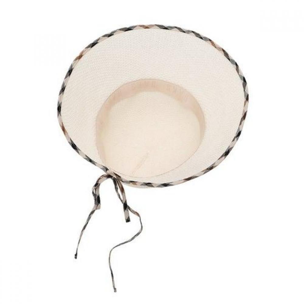 Daks White Rafia Check Contrast Floppy Hat E149w1
