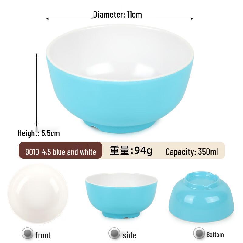 Durable Melamine Two-Tone Rice Bowl Set (10-Pack)