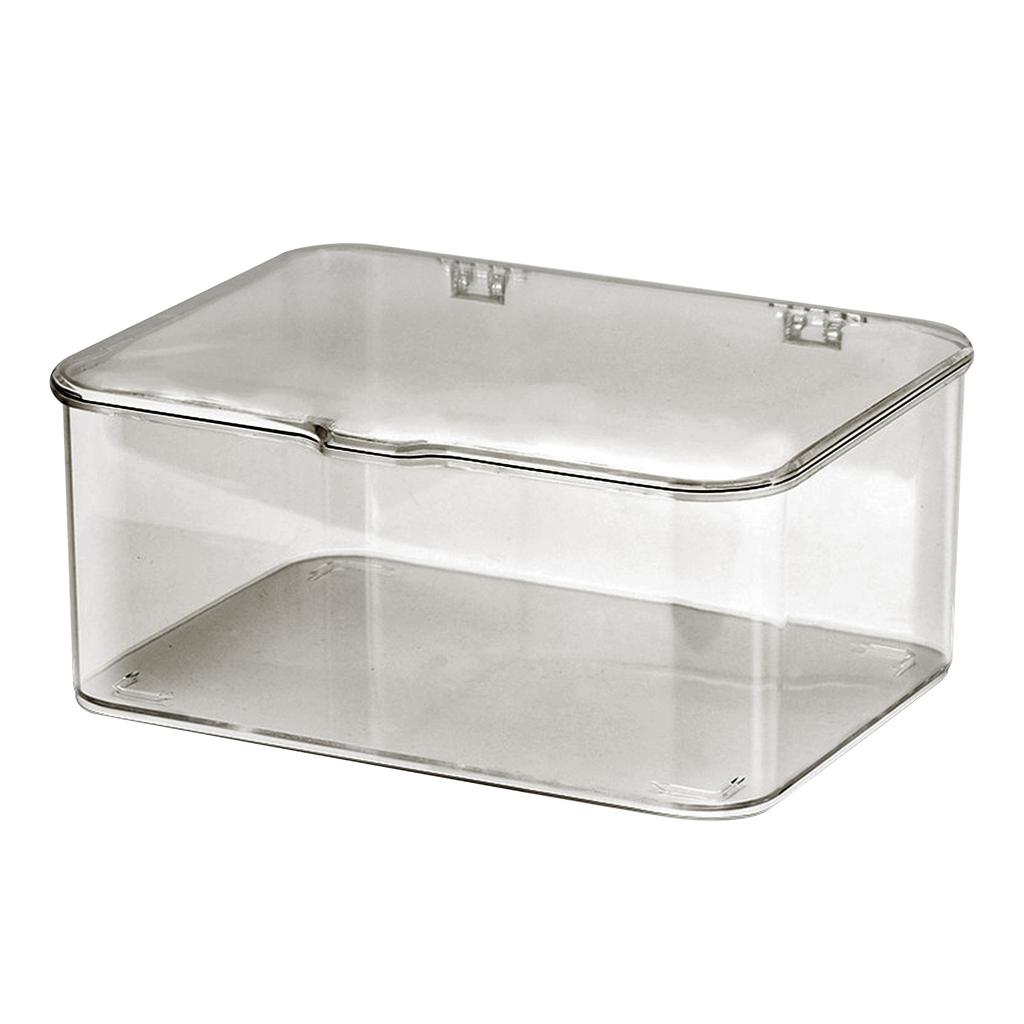 Desk Storage Box Plastic Large Capacity Dustproof Multi Functional Phone Case Storage Holder with Lid Light Gray