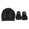 Cotton Knit Baby Hat Socks Set 0-12 Months Newborn Turban Hat Baby Bow Fetal Cap  Home/Outdoor