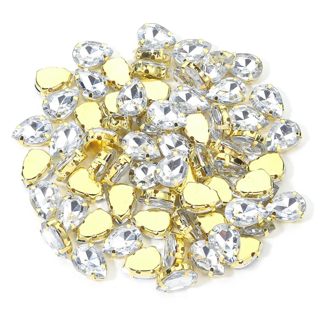 50 Stück/Los Bunte Tropfenform Acryl Aufnäher Strasssteine Mit Goldener Kralle Basis Tropfenform Perlen Für Kleidung Schmuck Dekoration