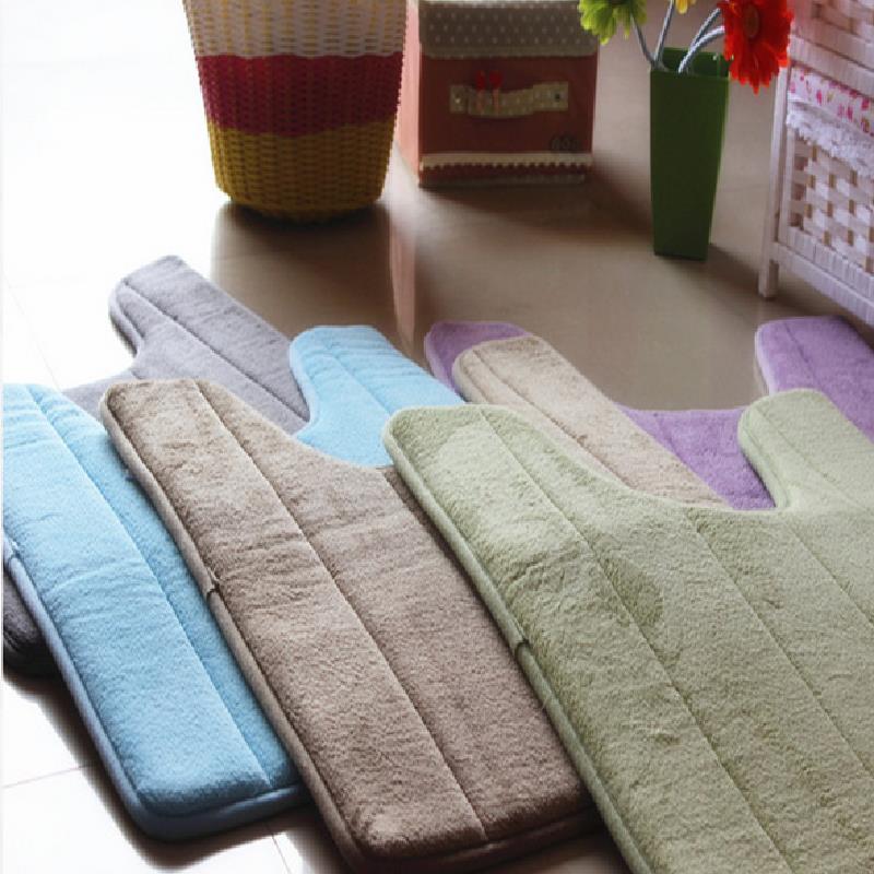 Covorașe de baie din spumă absorbantă de apă în formă de U, covoraș de toaletă, baie, fleece coral, covor anti-alunecare, podea de toaletă, decor pentru casă, de uz casnic