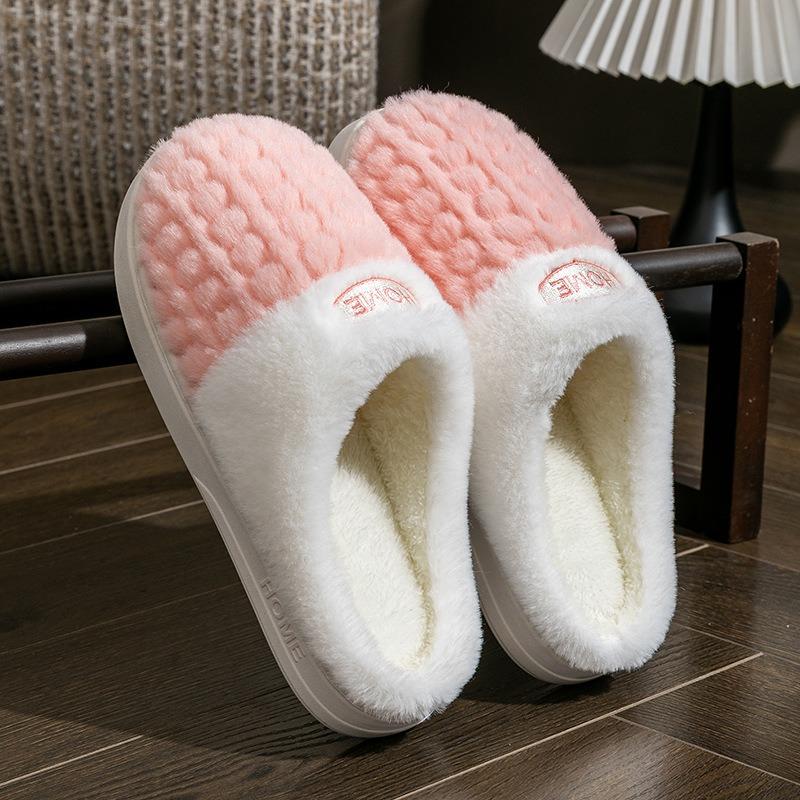 Anti-slip Shoes for Indoor Warmth, Thick-soled Fleece, and Cotton Slippers for Women To Wear Outside