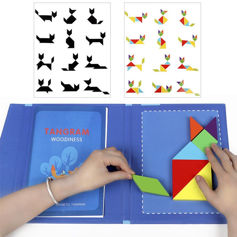 Children's Magnetic Jigsaw Puzzle Montessori Teaching Aids Magnetic Tangram Puzzle Early Education Educational Toys For Children