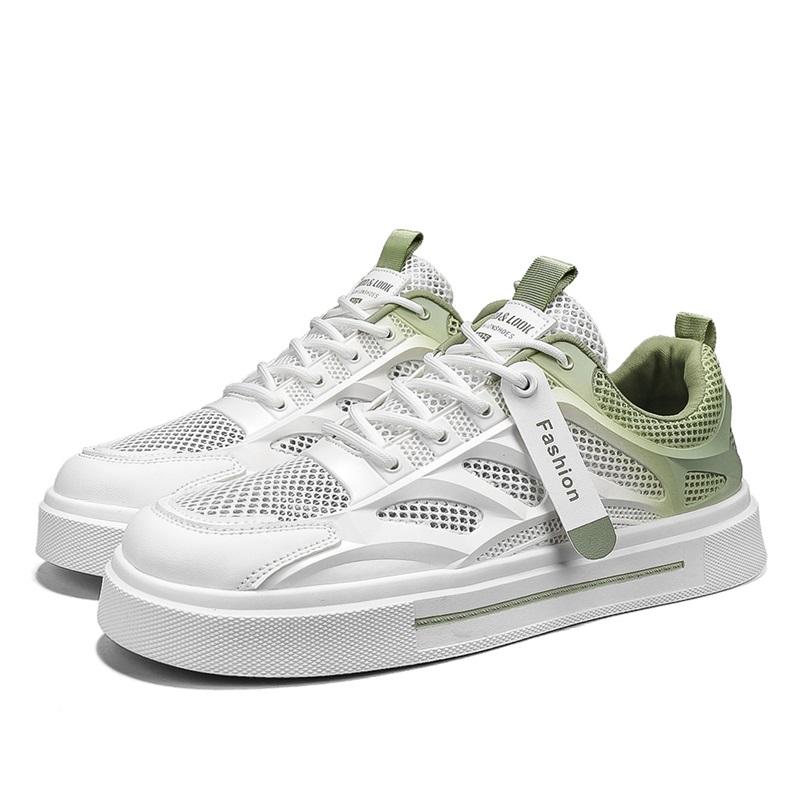 Men's Shoes Summer Breathable Anti Slip Mesh Thin Style Student Sports Leisure White Board Shoes Versatile Trendy Mesh Shoes