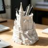 Portapenne ad Angoli Arrotondati Forma di Castello Organizer da Scrivania Stampato in 3D per Penne, Matite, Pennelli da Trucco, Portamatite Decorativo