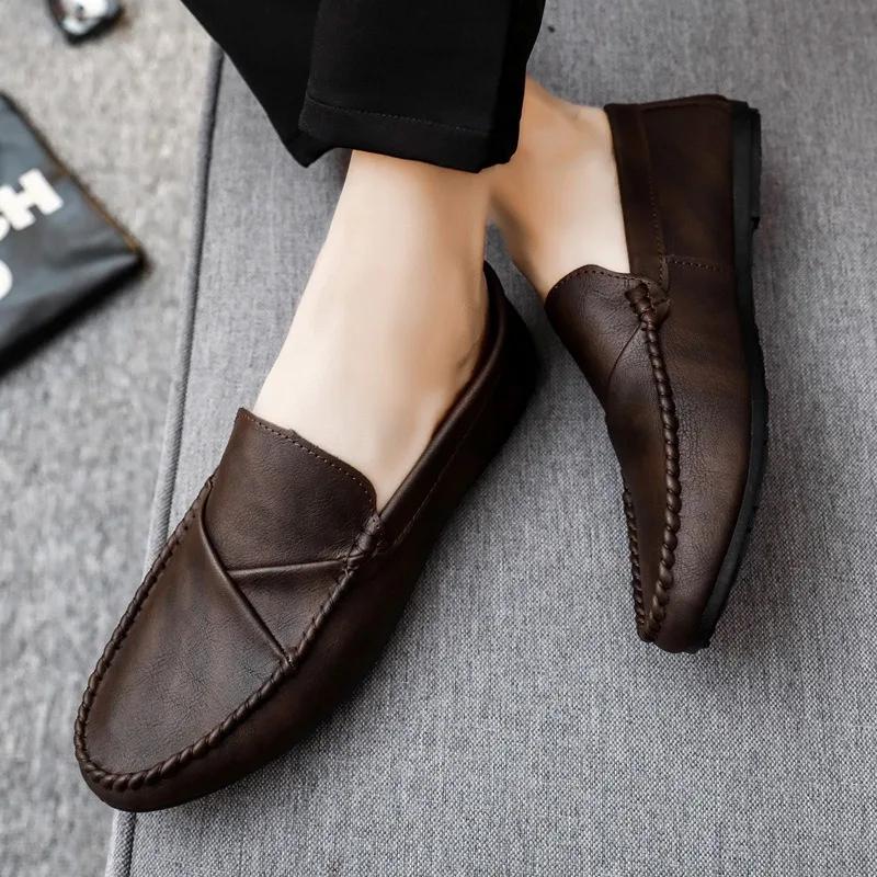 Men Stylish Loafers Flexible Casual Shoes Handmade Moccasins Men Comfortable Driving Sneakers Male Designer Business Footwear