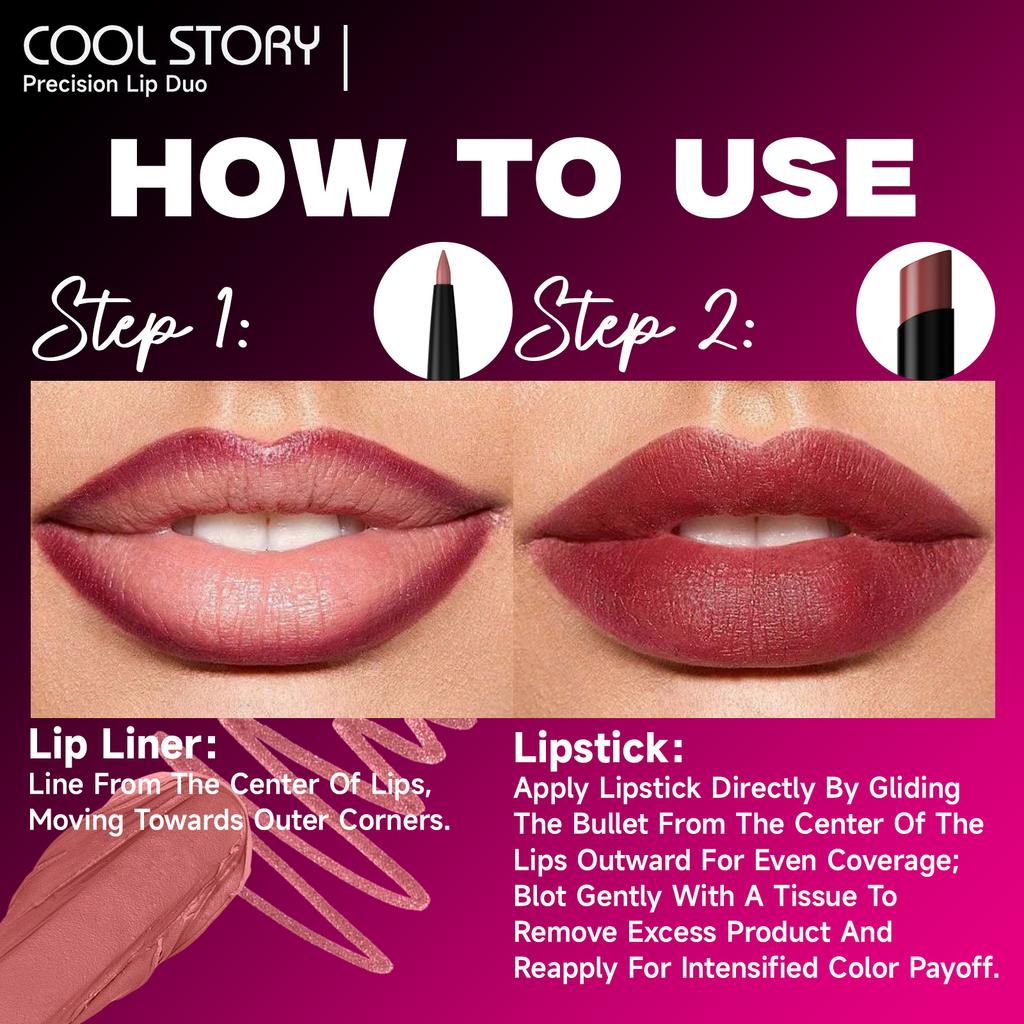 Waterproof Lasting Matte Velvet Lip Gloss Lip Liner Set 2pcs/set Lipliner Pen and Lip Gloss Combination Set Lips Contour Makeup