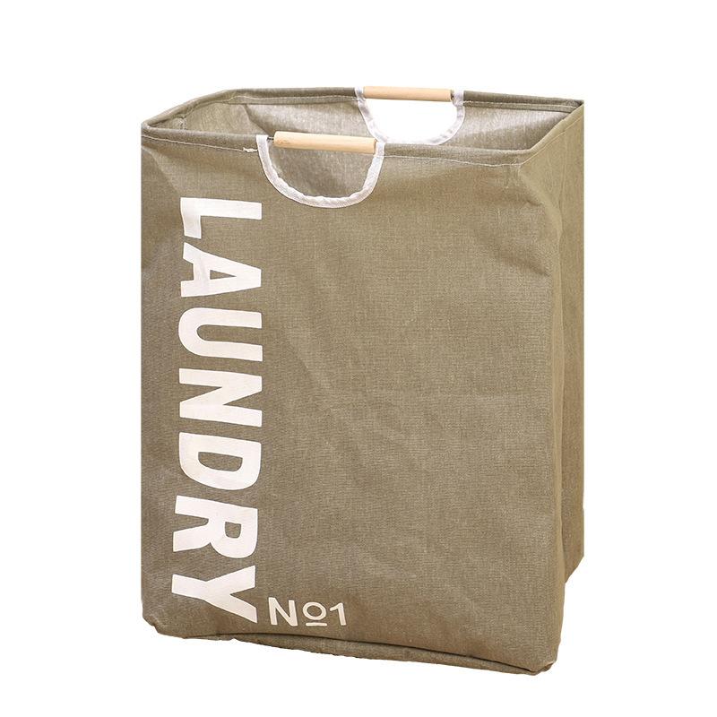 

Waterproof Foldable Storage Bag with Wooden Handle, Large Capacity 40x30x50cm