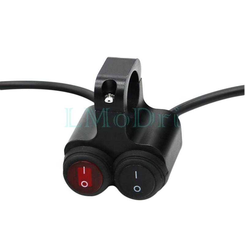 LMoDri Motorcycle Handlebar Switch 2 Control Buttons Motorbike 22mm 7/8" Bar Refit Switches ON/OFF