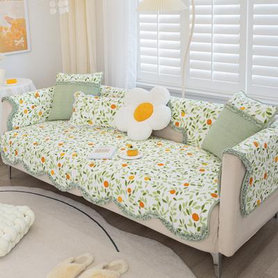 Pure Cotton Sofa Cushion Retro Small Floral Nordic Pastoral Fresh Pure Cotton Four-season Universal Non-slip Sofa Cushion Cover Cover