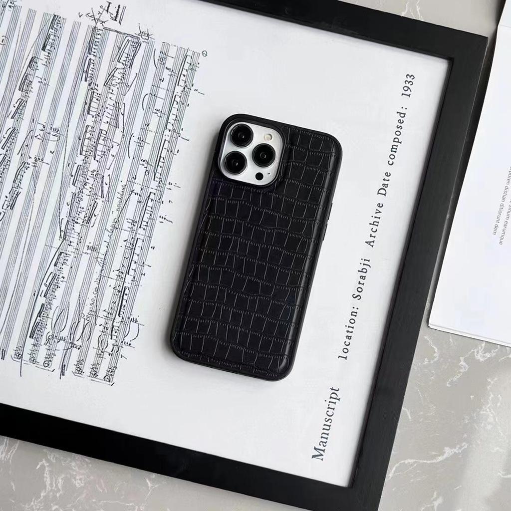 Luxurious Crocodile Pattern Leather Case for iPhone 13/14 ProMax (16/17) - Full Coverage