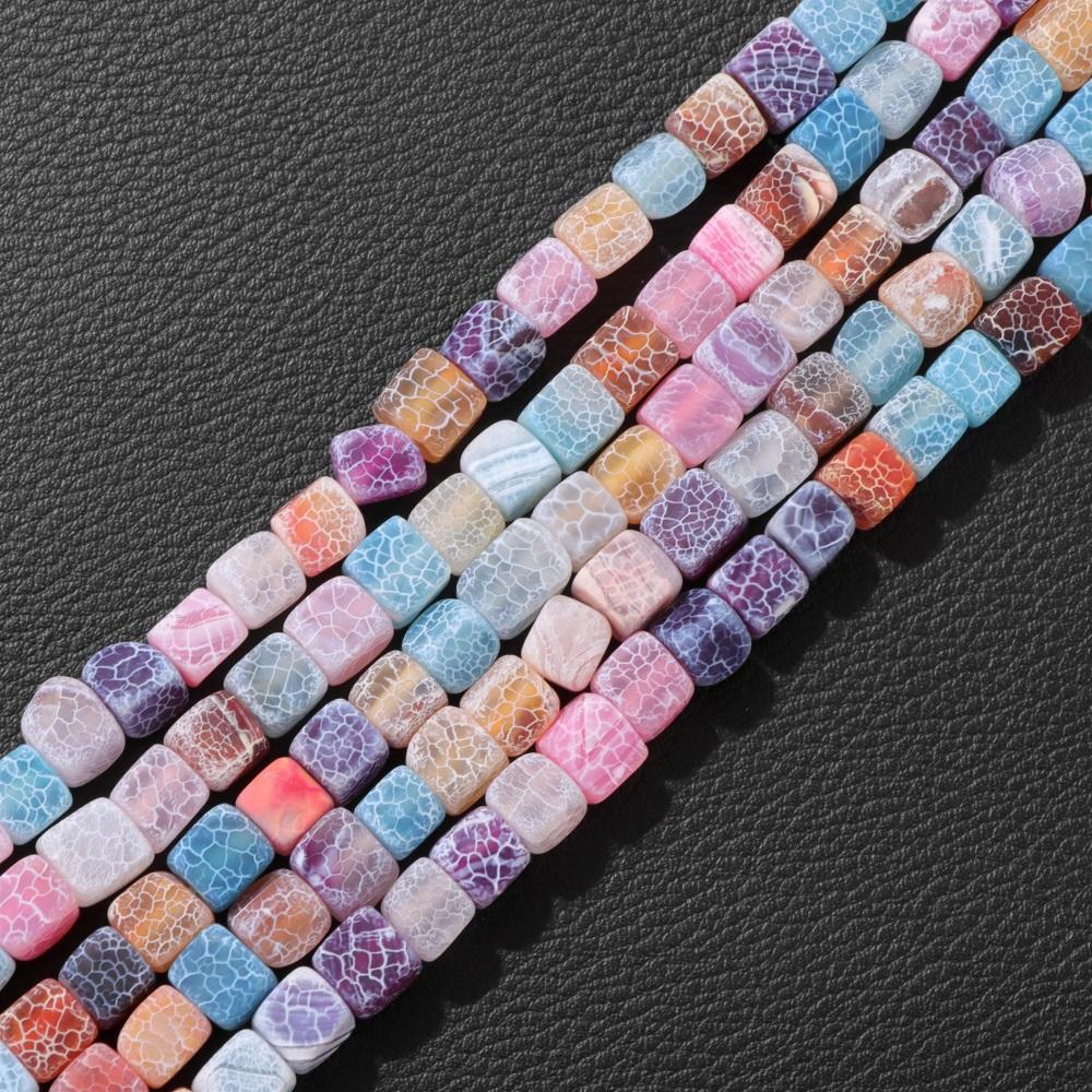 Natural Stone Square Cube Agates Beads Charm Loose Spacer Beads 6-8mm Jewelry Making Accessories Beadwork DIY Necklace Bracelets
