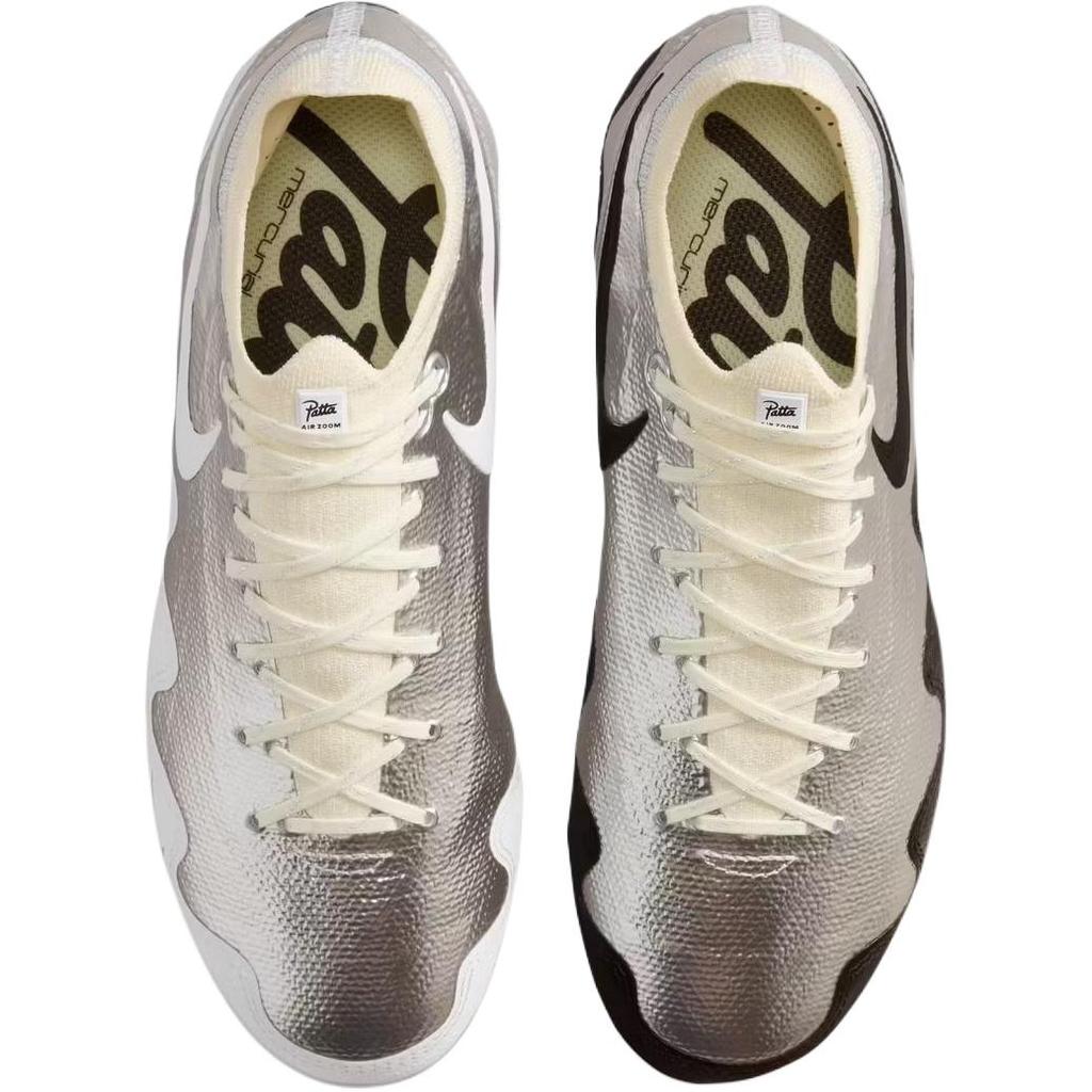 Nike X Patta Low Top Kids' Soccer Shoes Silver Black Teenagers HQ1993-001