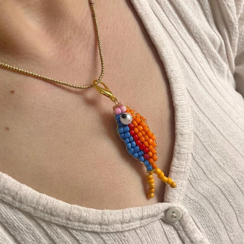 Fish Pedant Key Holder with Lobster Claws Clip Colorful Beaded Fish Shape Keychain For Adults Birthday Christmas Gift