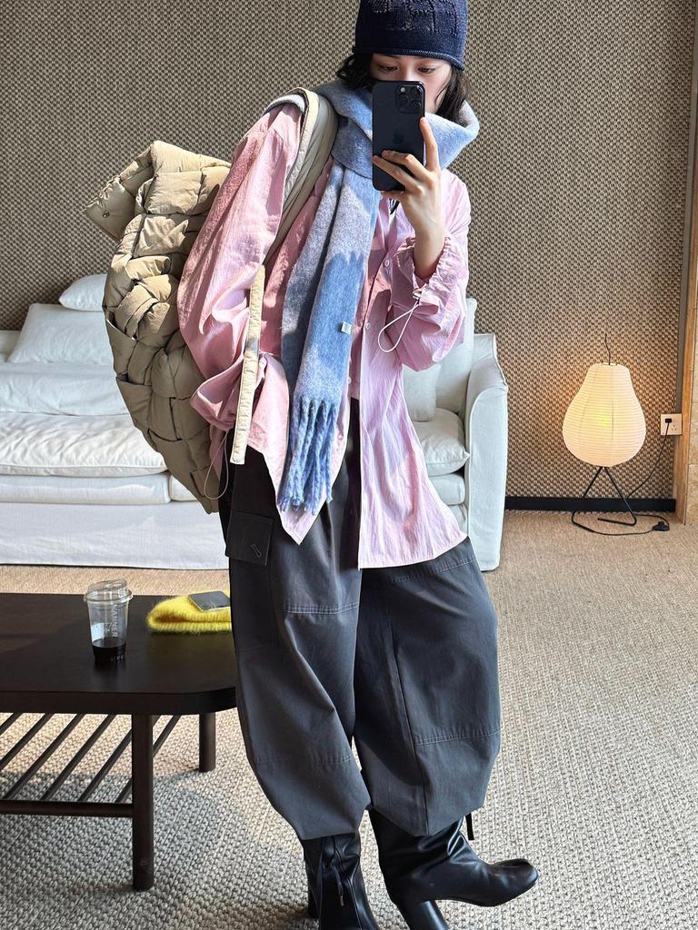 Louvre Early Spring Korean Style Lapel Drawstring Long Sleeve Loose Shirt for Women