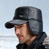 Middle-Aged and Elderly Hat Men's Winter Warm Father Grandfather Leather Hat Velvet Cold-Proof Old Man Ear Protection Flat Cap