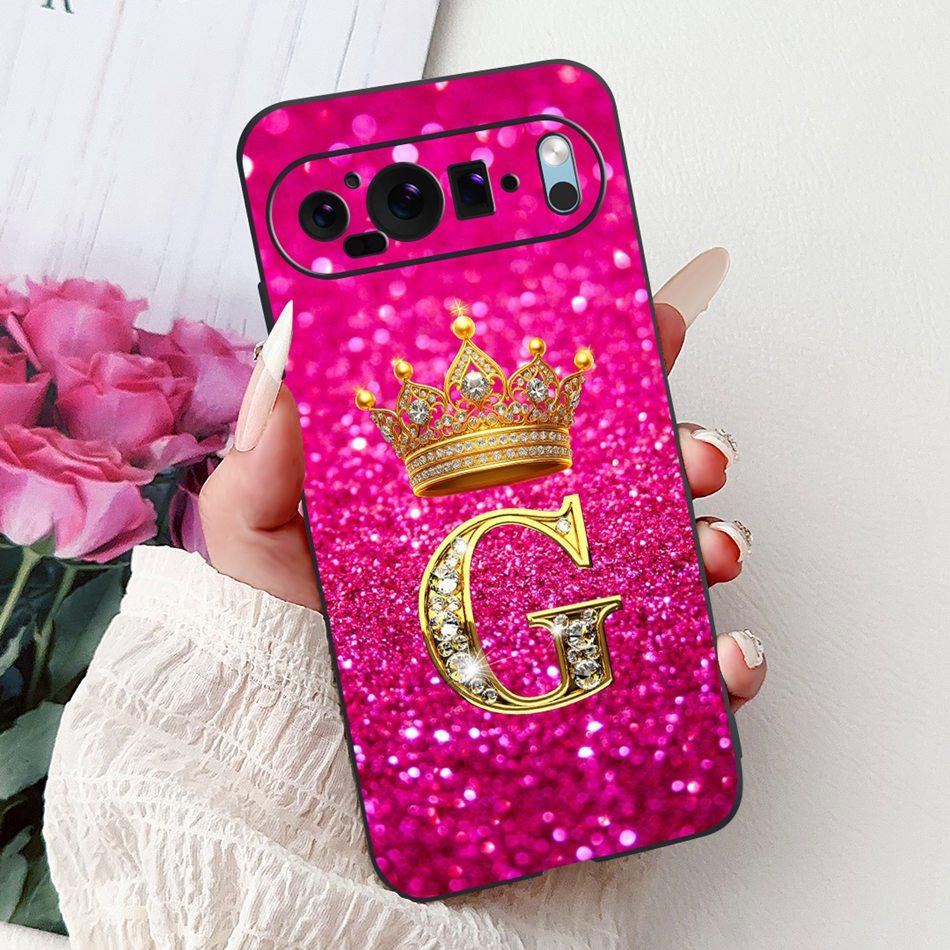 For Google Pixel 9 Pro 9a Pixel9 Fashion New Crown Letter Phone Case For Google Pixel 9 Pixel9a 9Pro Black Silicone Soft Cases