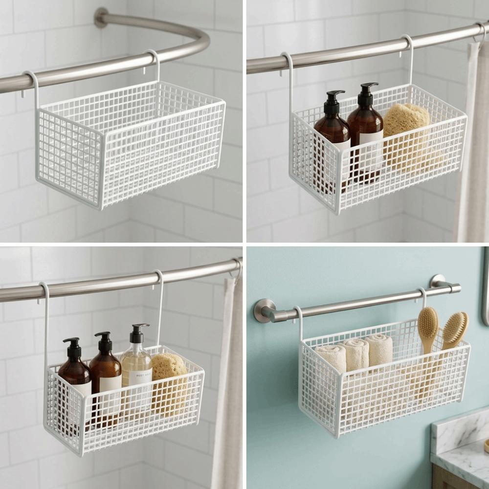 No Drill Space-Saving Shelf Hollow Door Bedroom Organizer Simple Bedside Hanging Basket  Bedroom