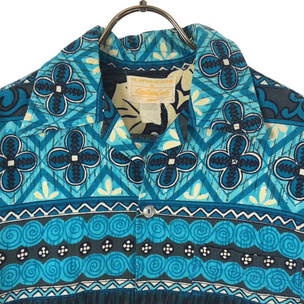 Captain Cook 70s floral geometric Short sleeve Aloha shirt Old vintage Men's Used
