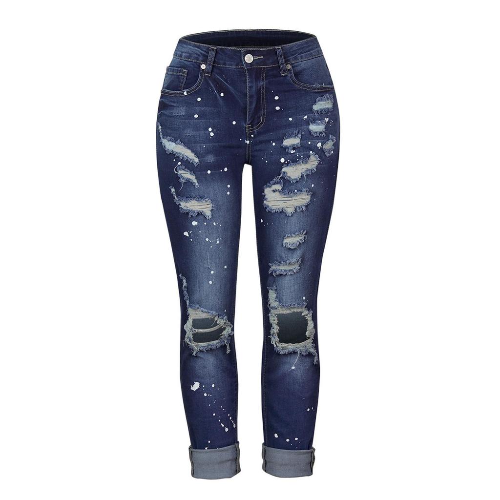 Damenjeans Slim Hole Stretch Damenjeans Hose Damenhose