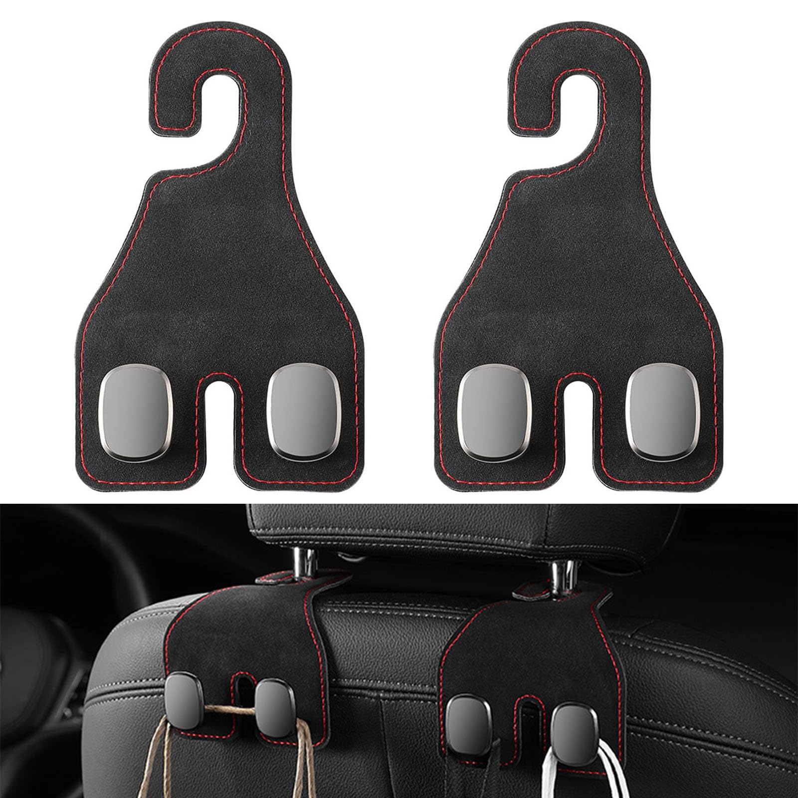 

Car Hook, Car Seat Double Hook, Set of 2, Headrest Hook, Car Accessories, Rear чёрный