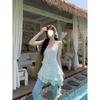 Polka Dot Ruffle Edge Chiffon Suspender Dress Design Sense Waist Thin Irregular Short Skirt