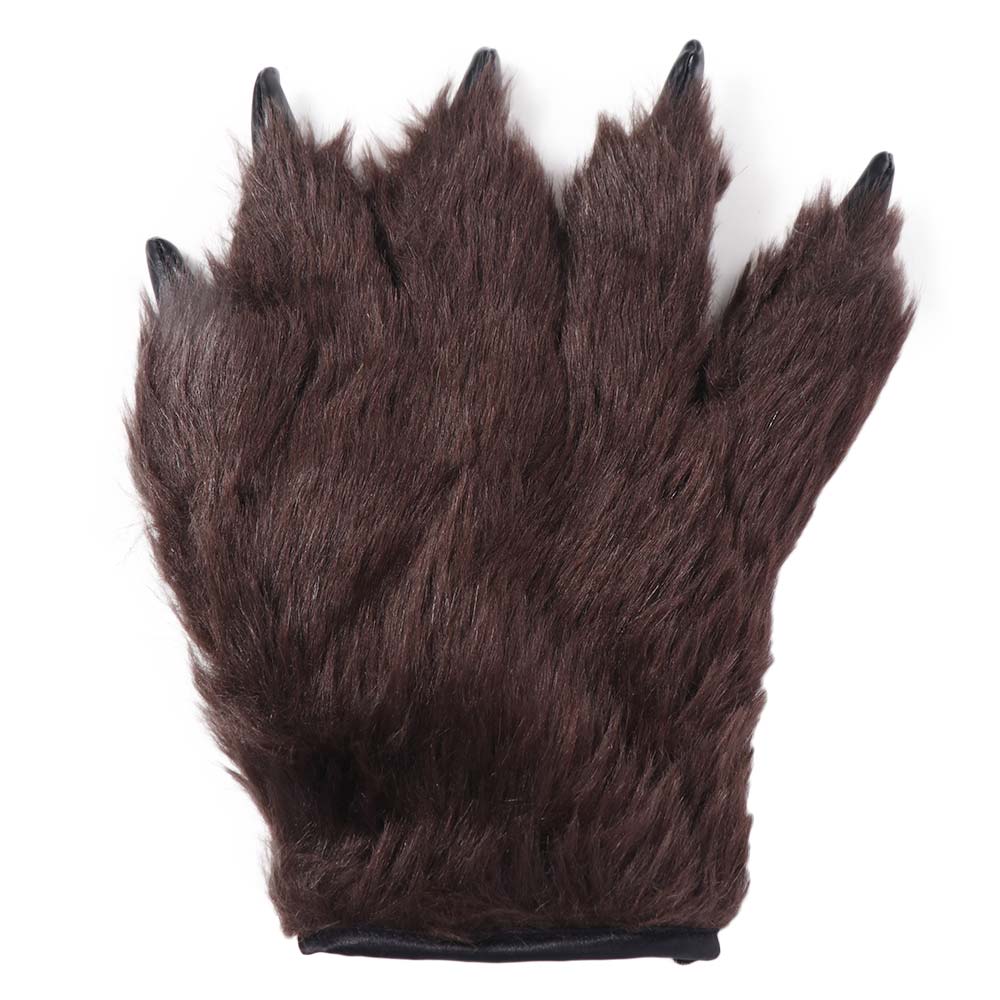 1 Pair Fluffy Werewolf Paws Mitten Fingerless Gorilla Gloves Halloween Wolf Gloves  Costumes