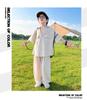Boys' Summer 2026 Casual Korean Style Two-Piece Set – Short Sleeve & Long Pants