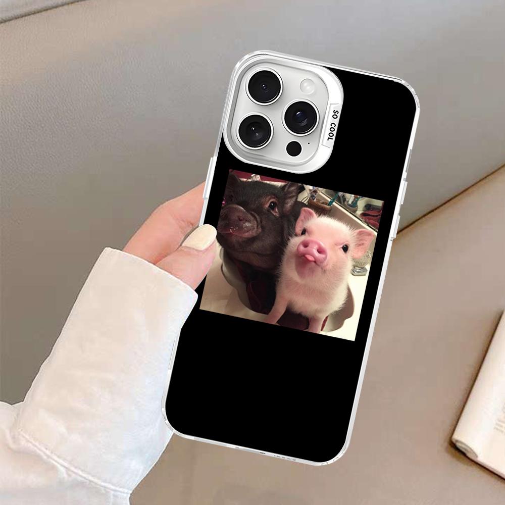 Funny Cartoon Pig Phone Case For IPhone 16 15 14 13 12 11 Pro Max X XR XSMAX 8 7 Plus Matte Shockproof Back Cover