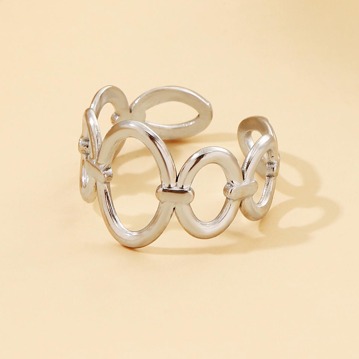 18K Gold Geometric Hollow Stainless Steel Open Ring