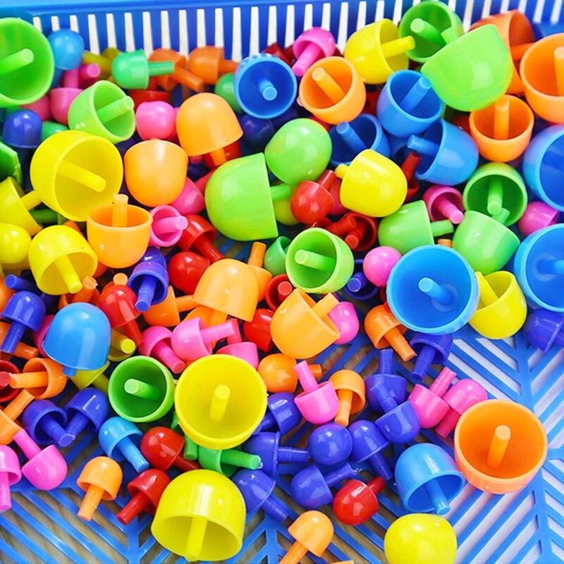 

296 шт. 3D головоломки с грибами для ногтей, детские игры Монтессори, познание цвета, интеллектуальные развивающие игрушки для детей, подарки