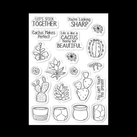 Cactus Silicone Stamp Set, Transparent Clear Stamp & Metal Cutting Dies for Card Making, Scrapbooking, Journaling, DIY Craft Kit