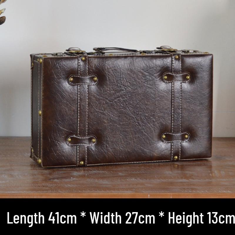 Vintage American Retro Leather-Wooden Suitcase Display and Photography Prop